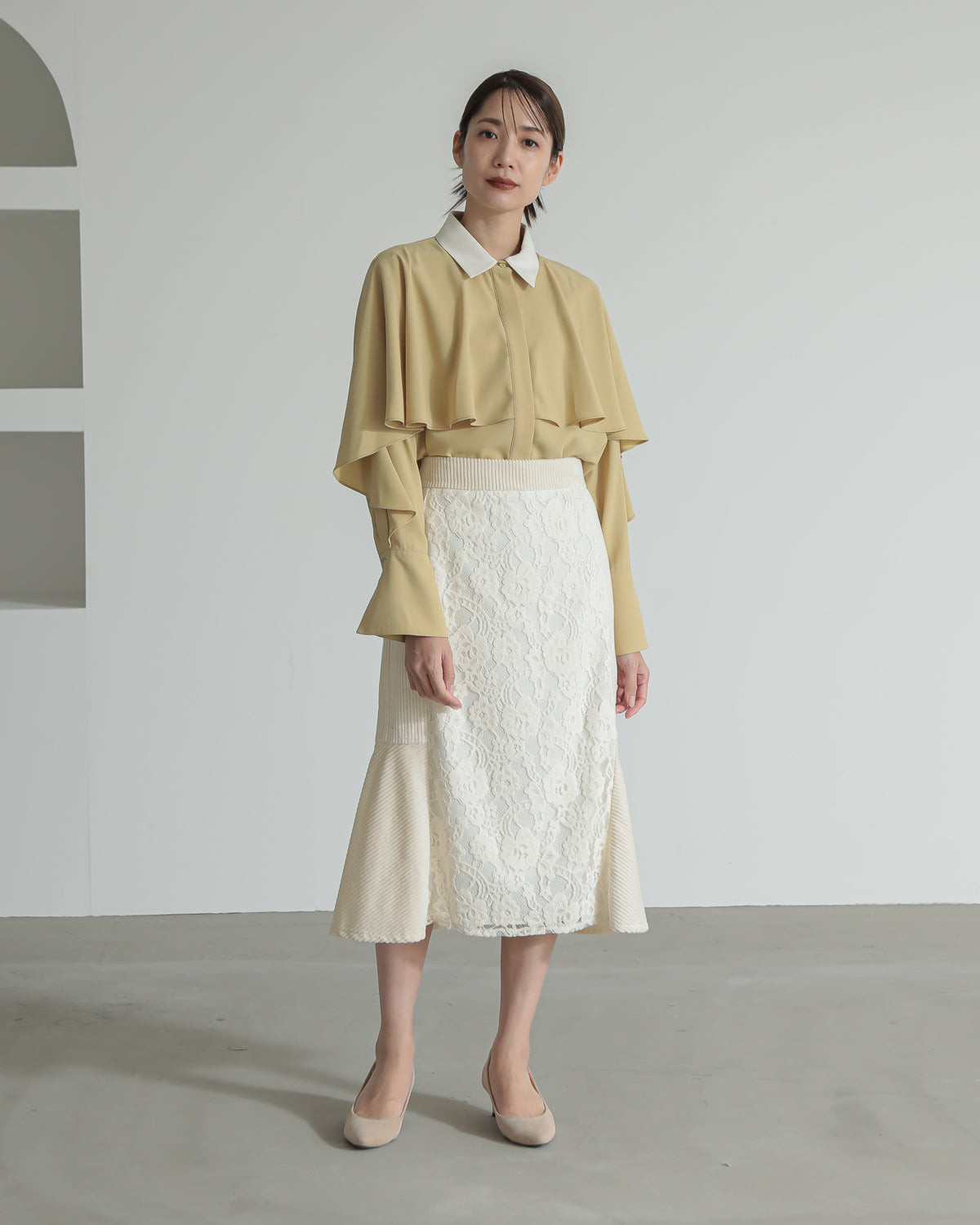lace switching skirt