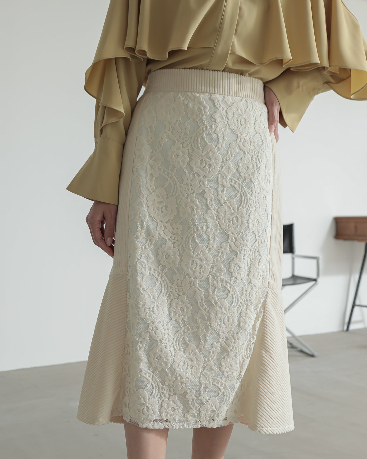 lace switching skirt