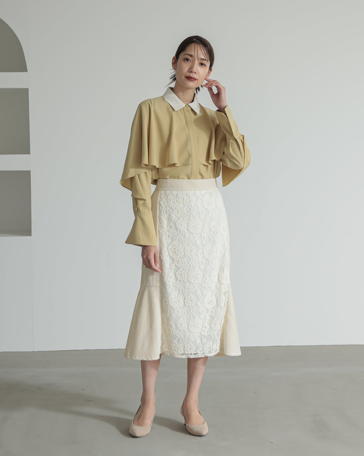 lace switching skirt