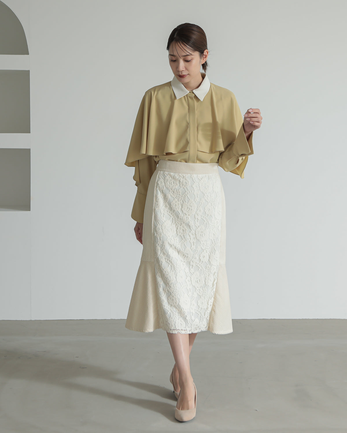 lace switching skirt