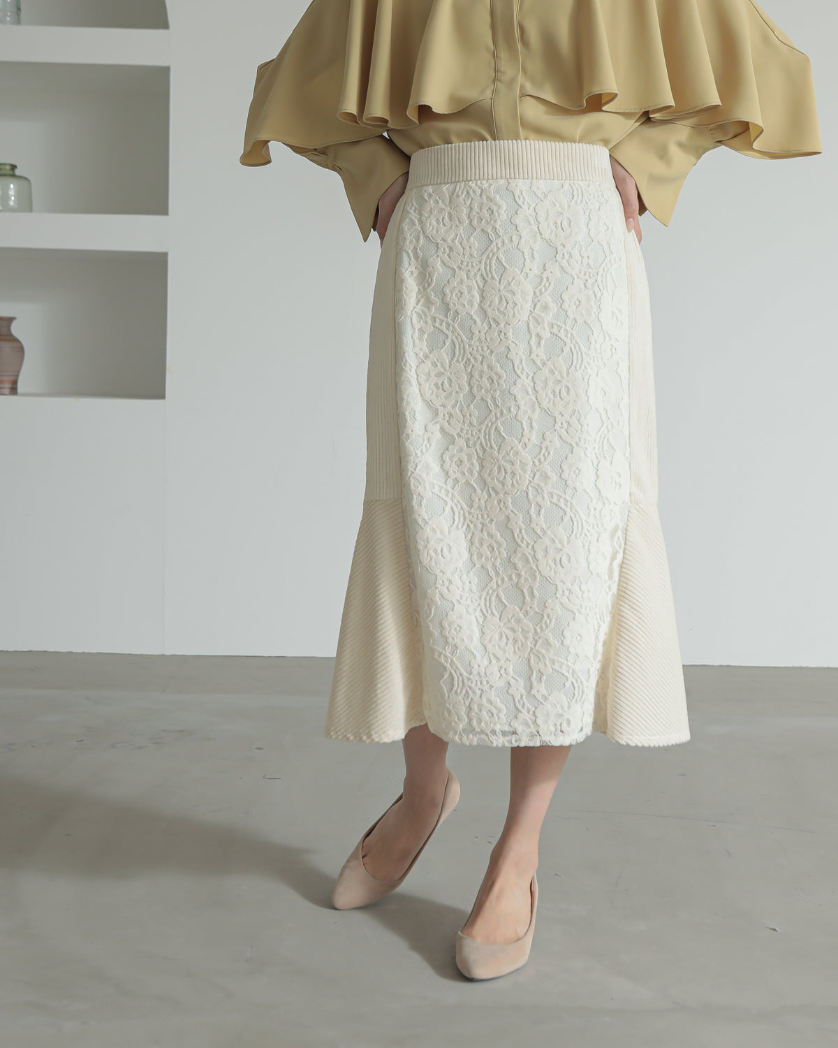 lace switching skirt