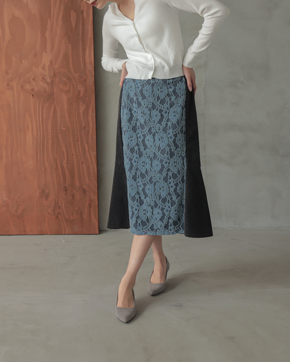 lace switching skirt
