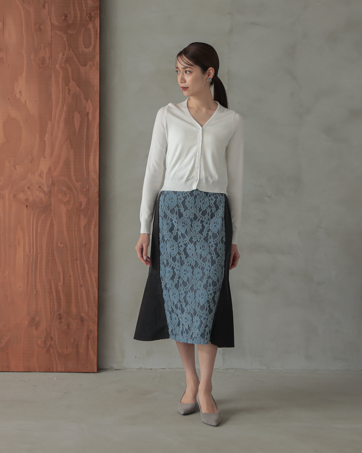 lace switching skirt