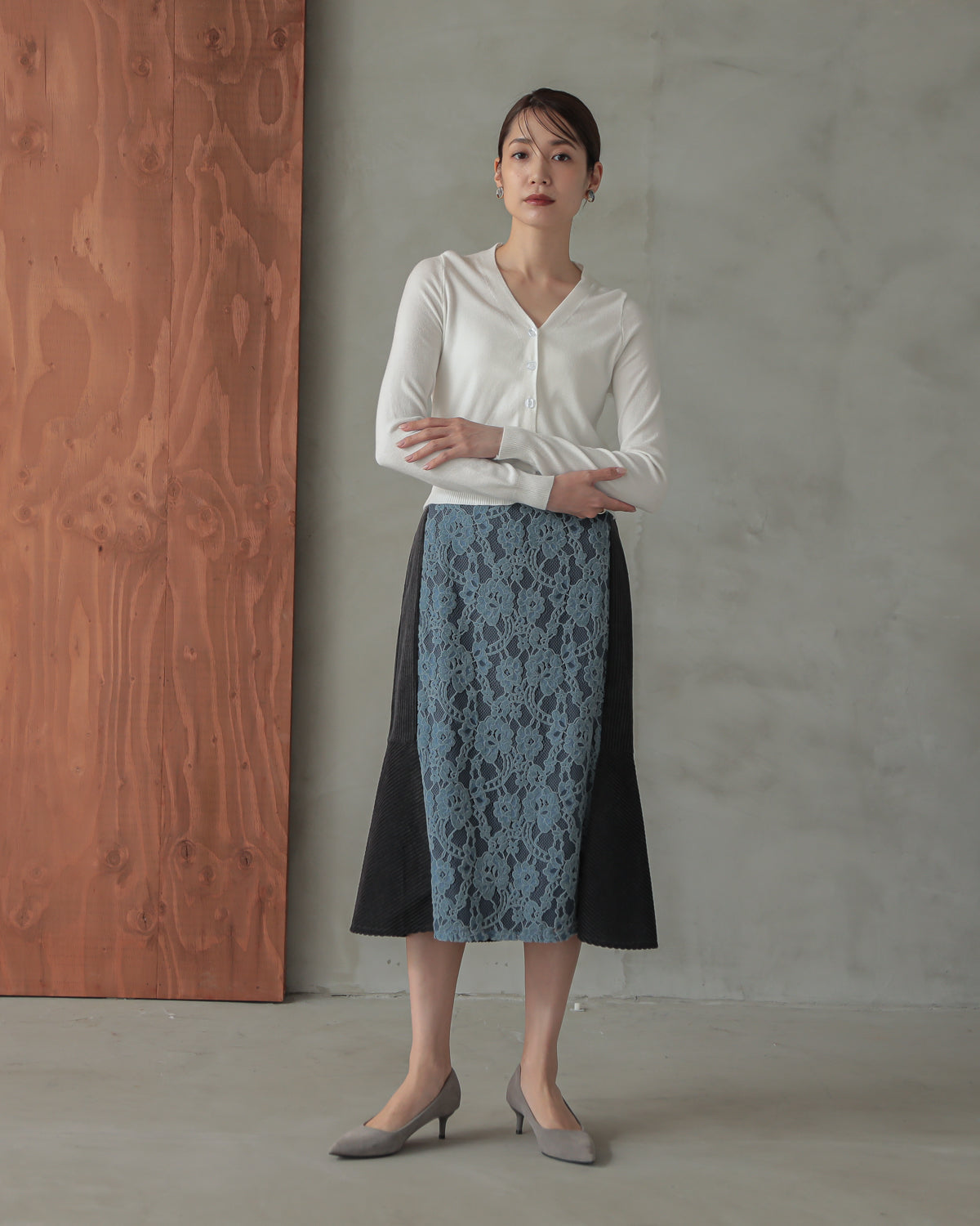 lace switching skirt