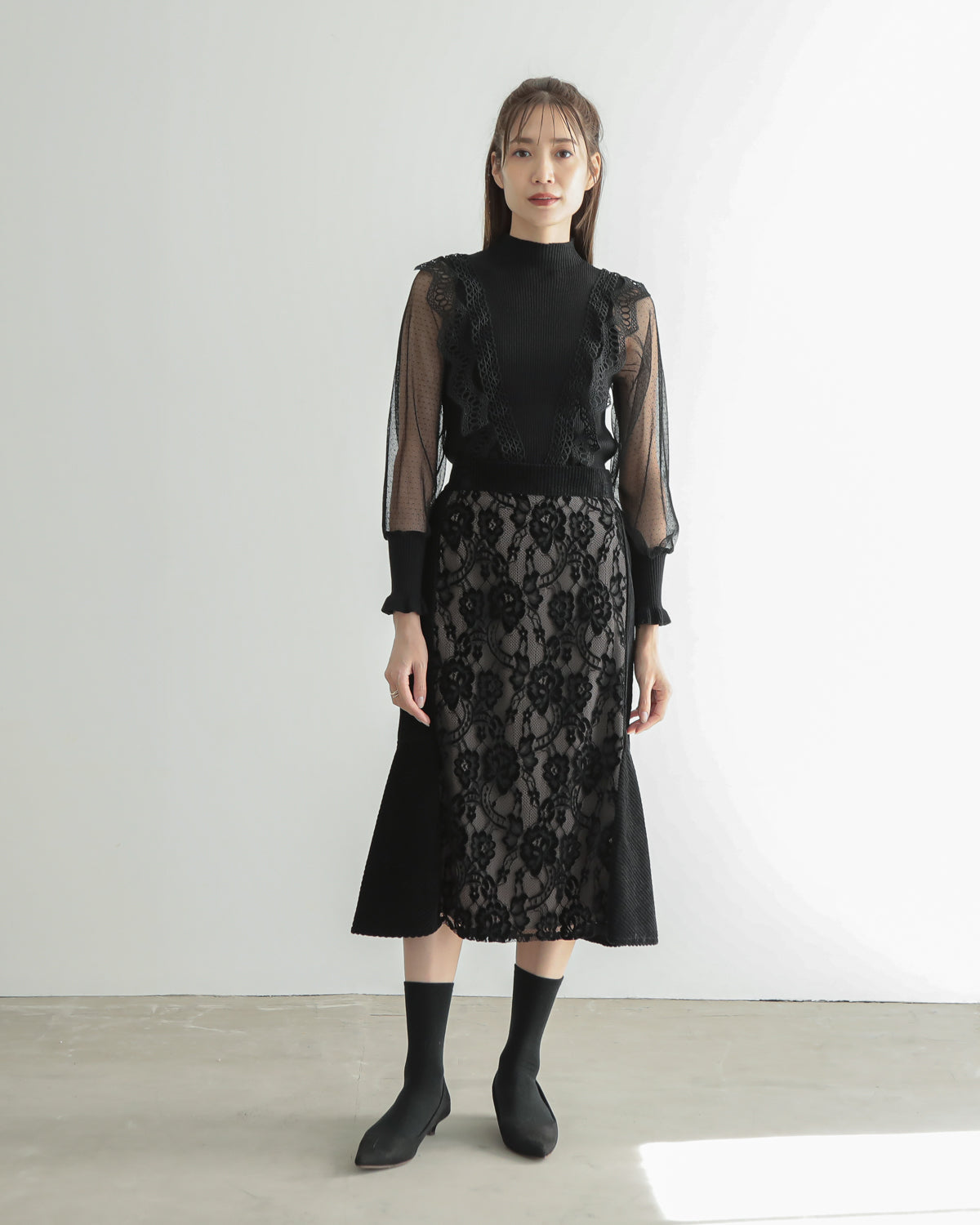 lace switching skirt