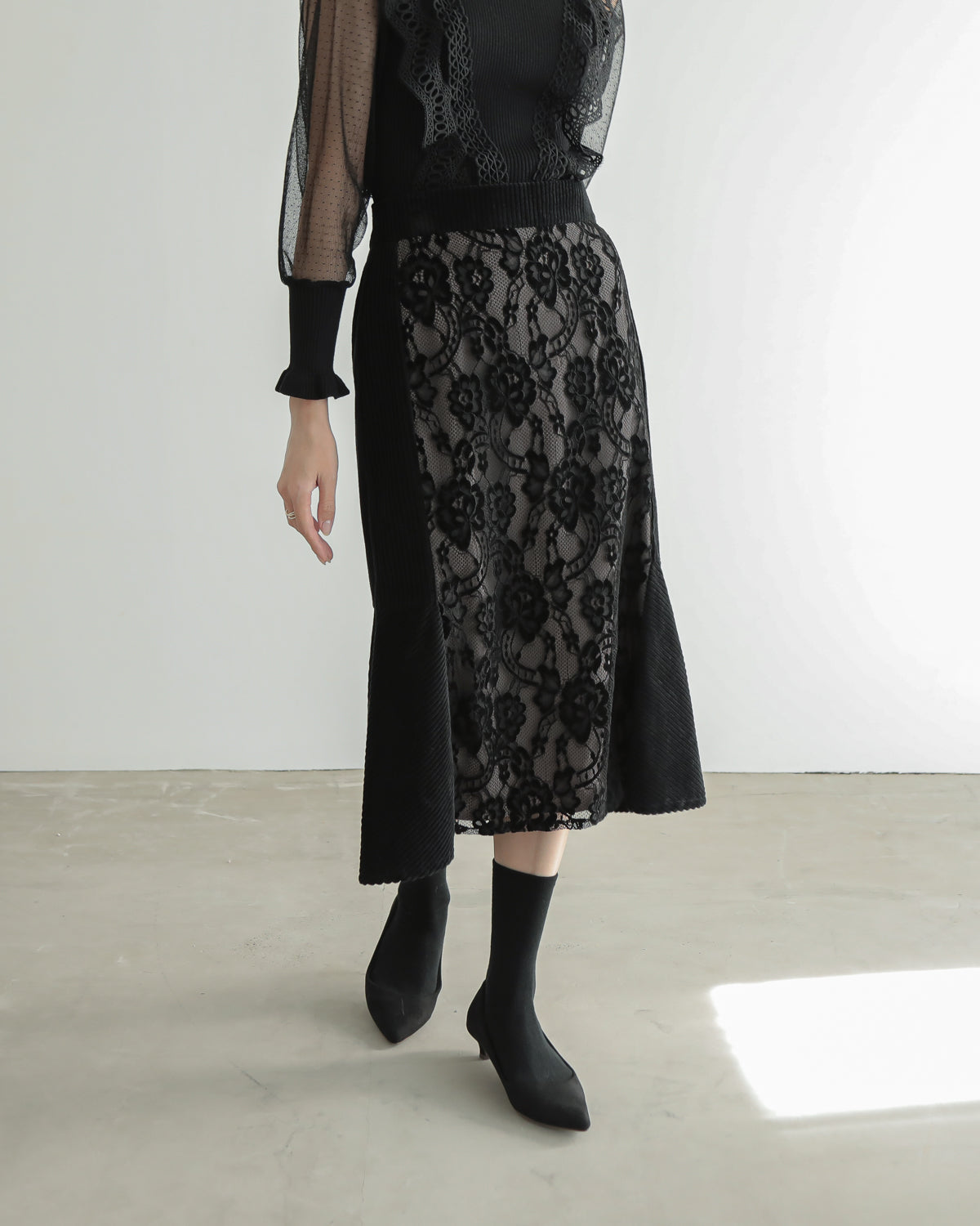 lace switching skirt