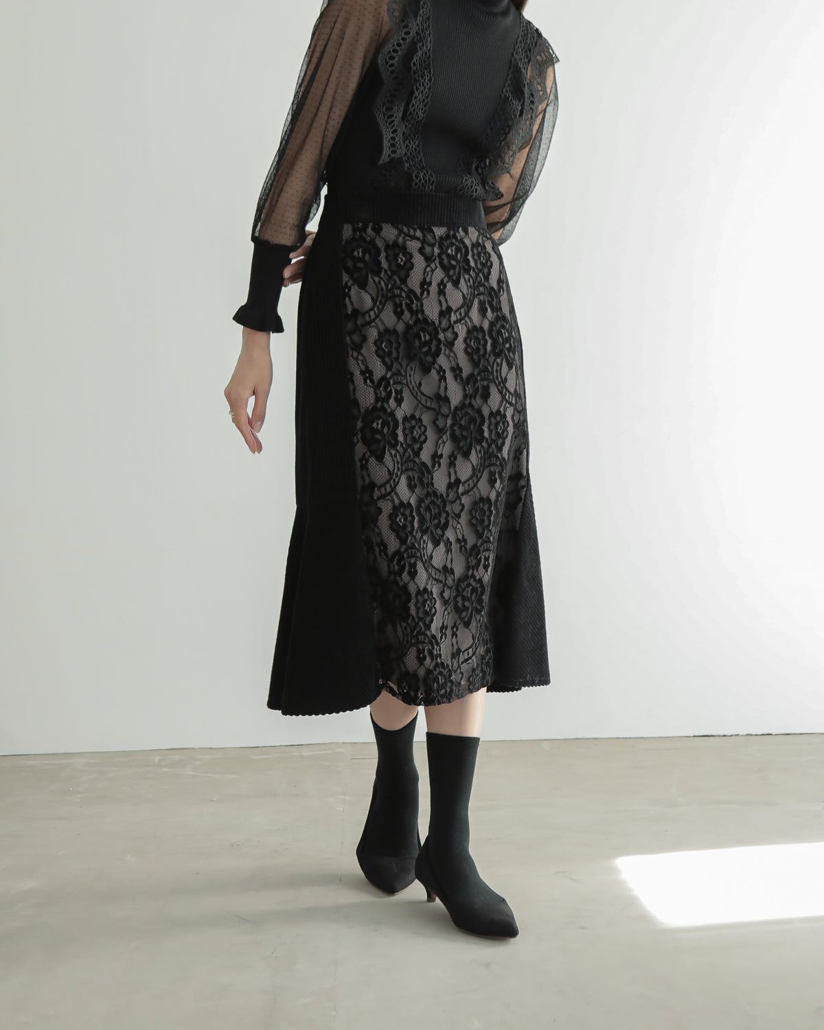 lace switching skirt