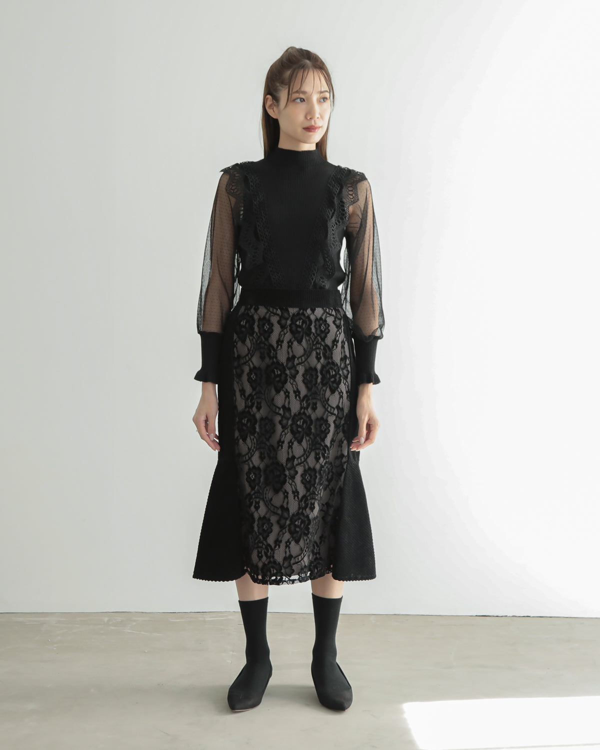 lace switching skirt