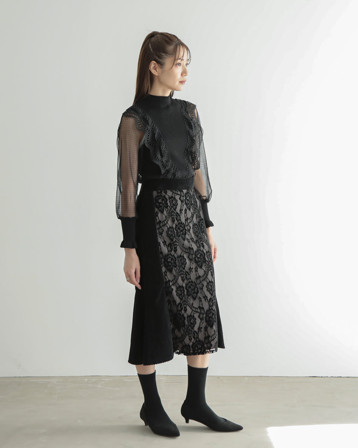 lace switching skirt