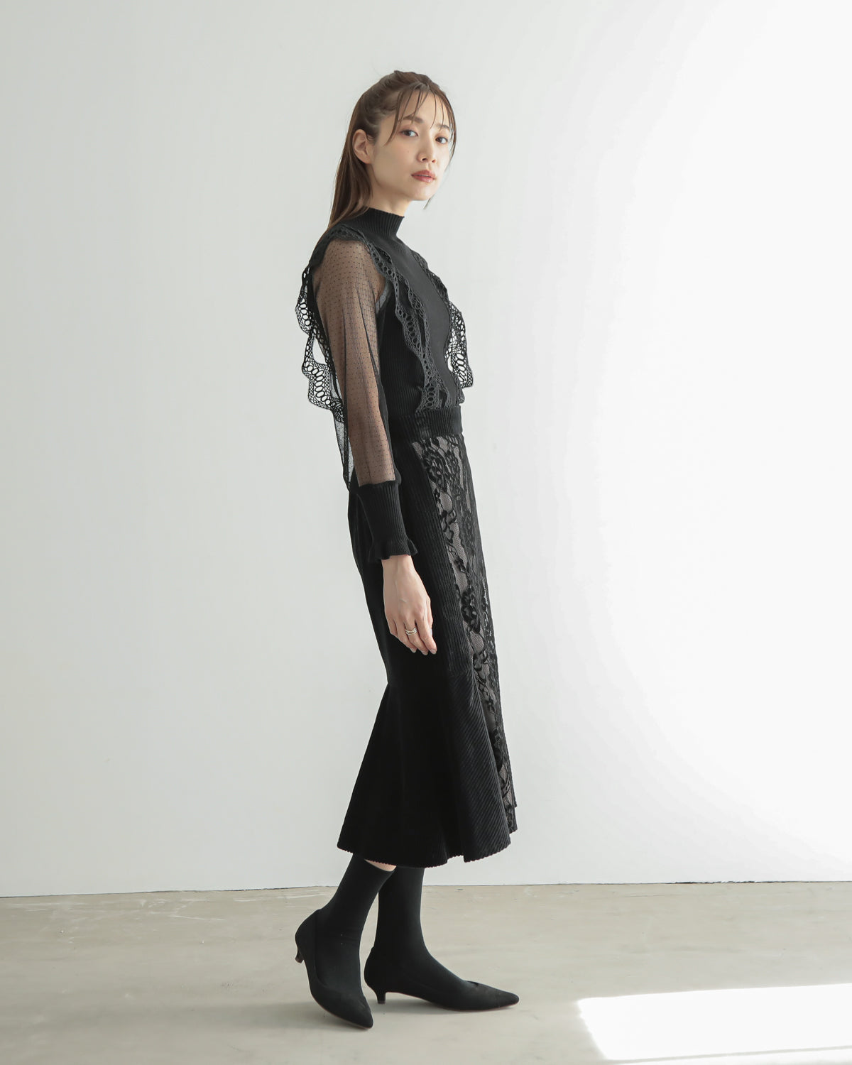 lace switching skirt