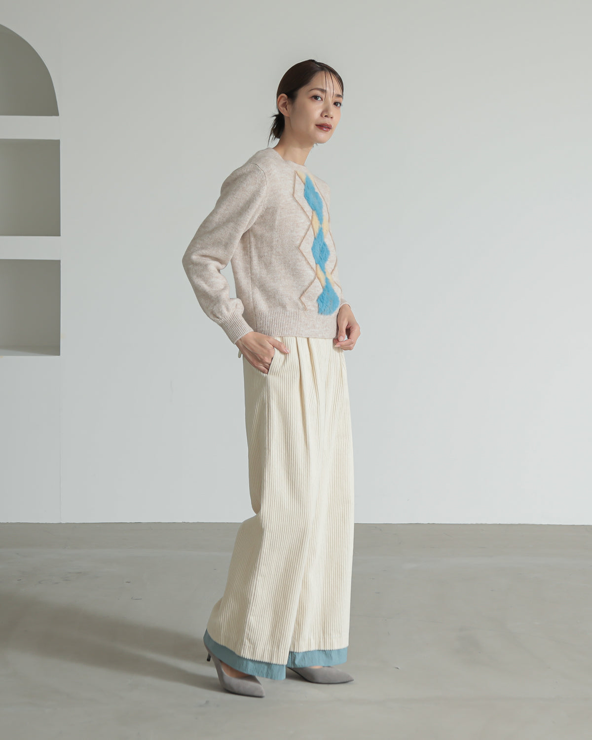 argyle jacquard pullover