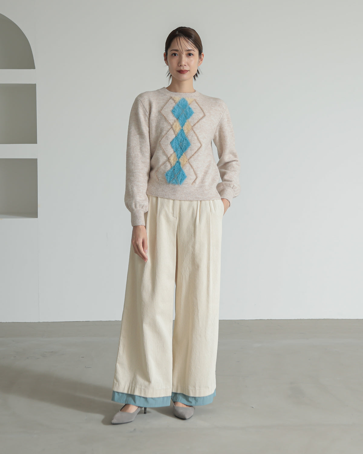 argyle jacquard pullover