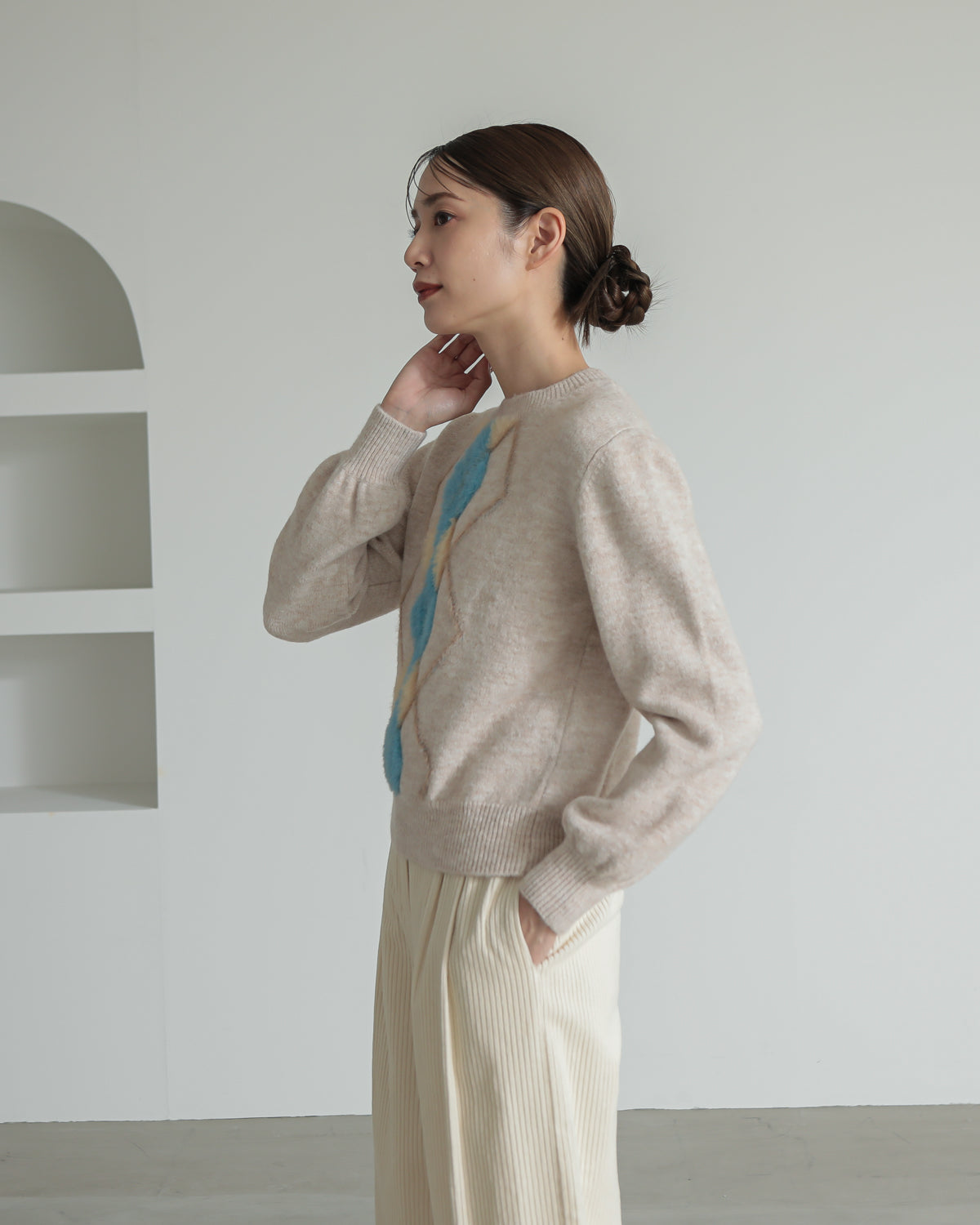 argyle jacquard pullover