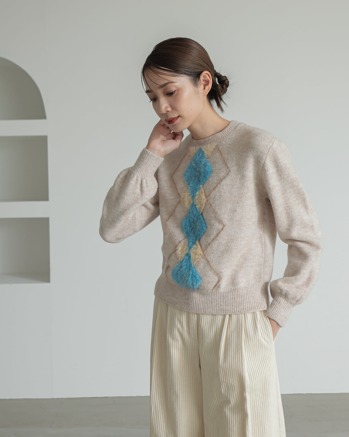 argyle jacquard pullover