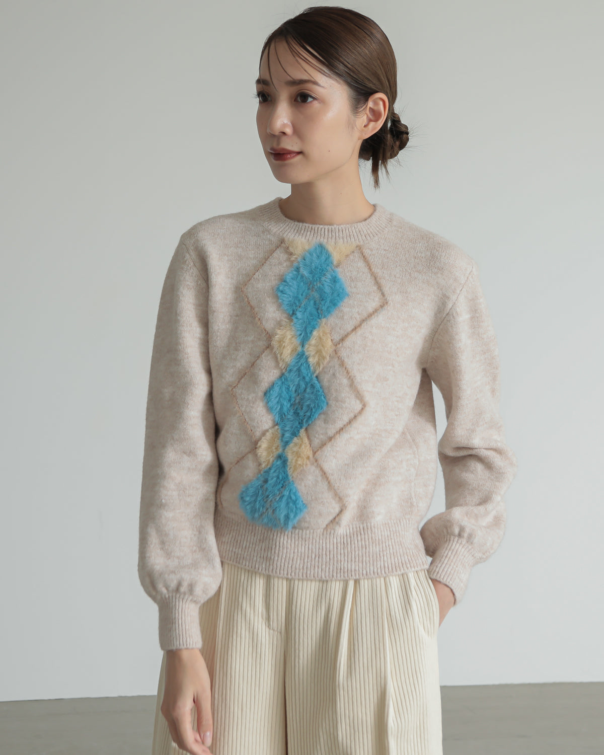 argyle jacquard pullover