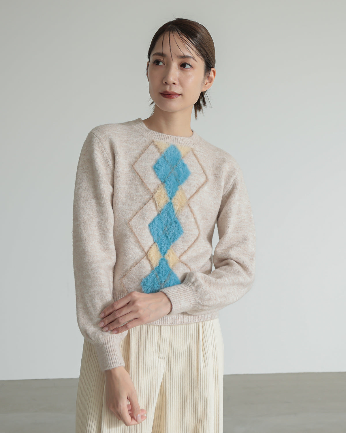 argyle jacquard pullover