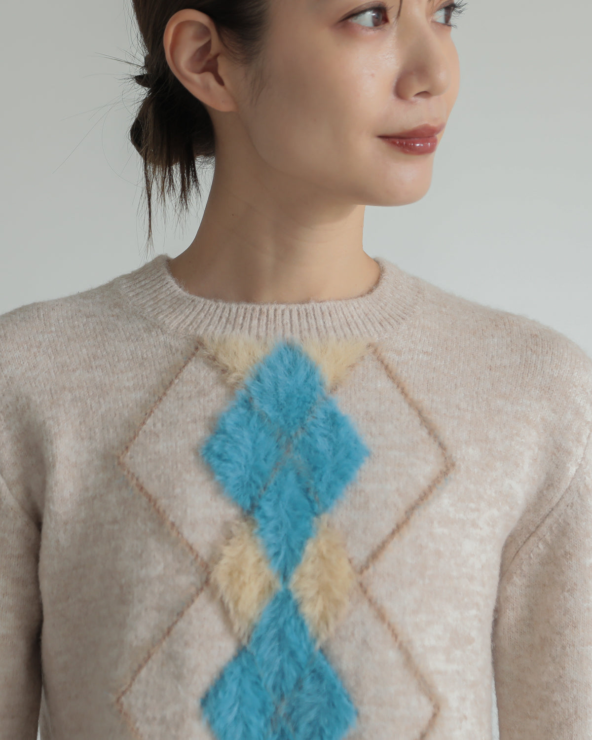 argyle jacquard pullover