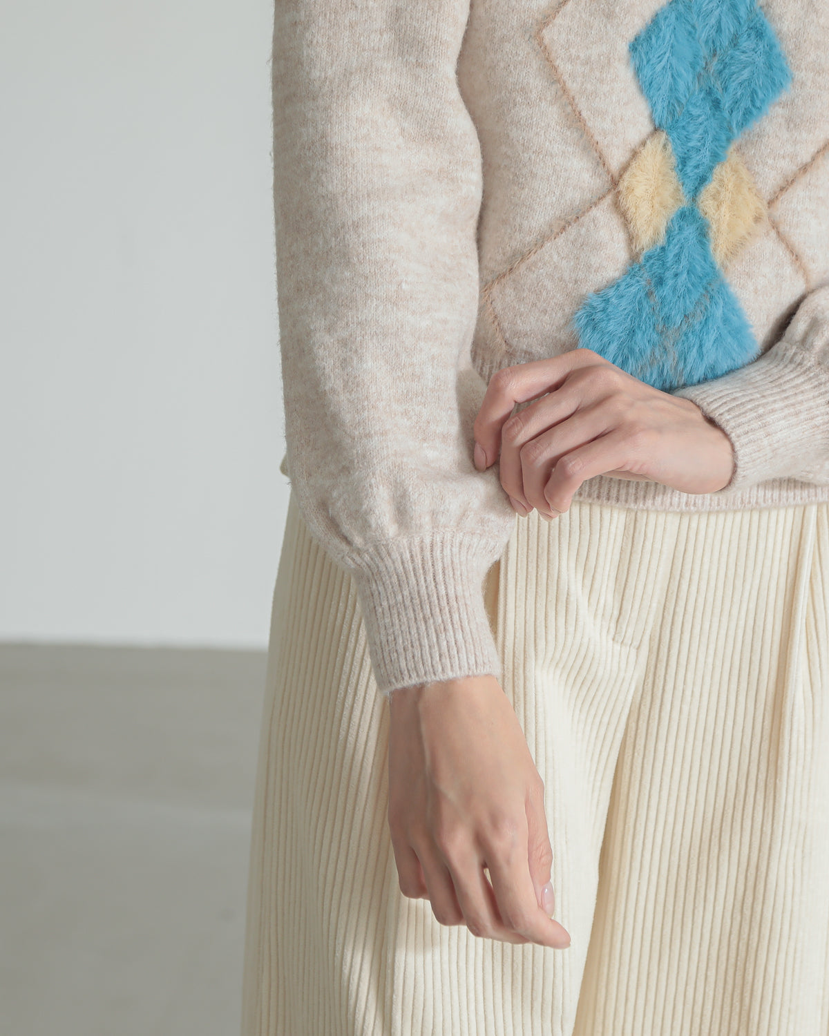 argyle jacquard pullover