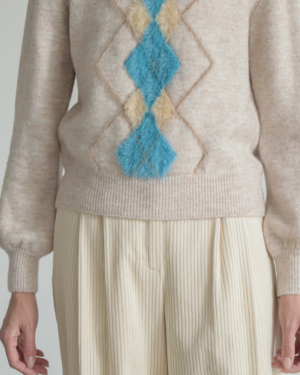 argyle jacquard pullover