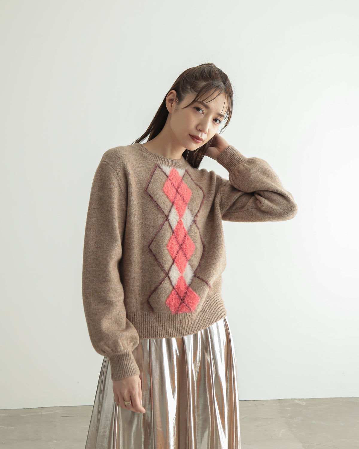 argyle jacquard pullover