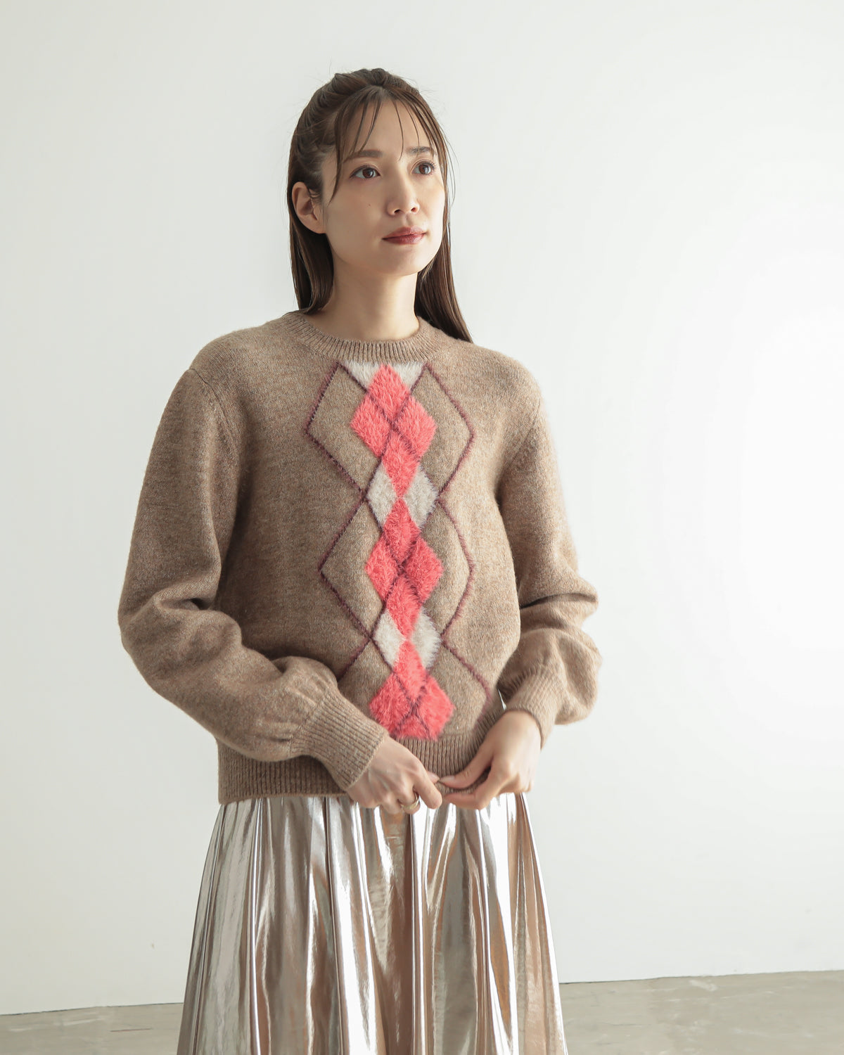 argyle jacquard pullover