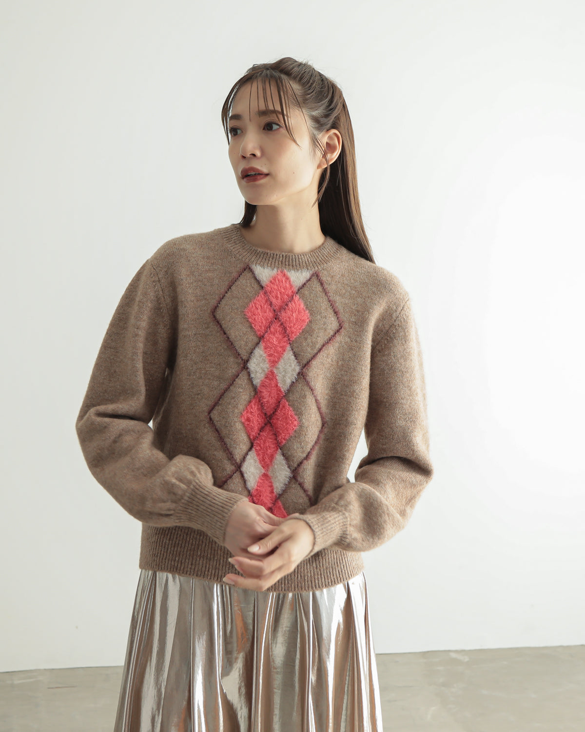 argyle jacquard pullover