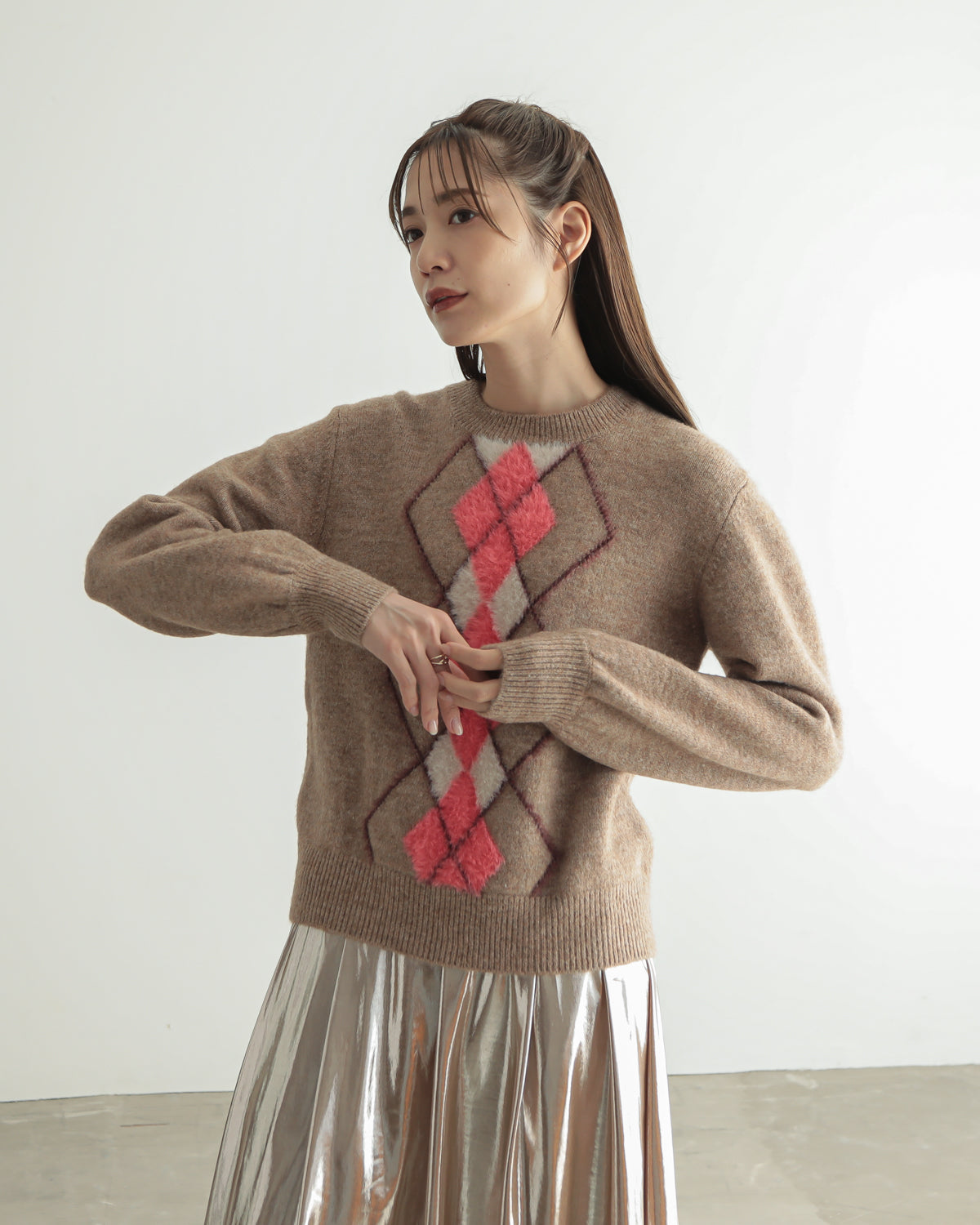 argyle jacquard pullover
