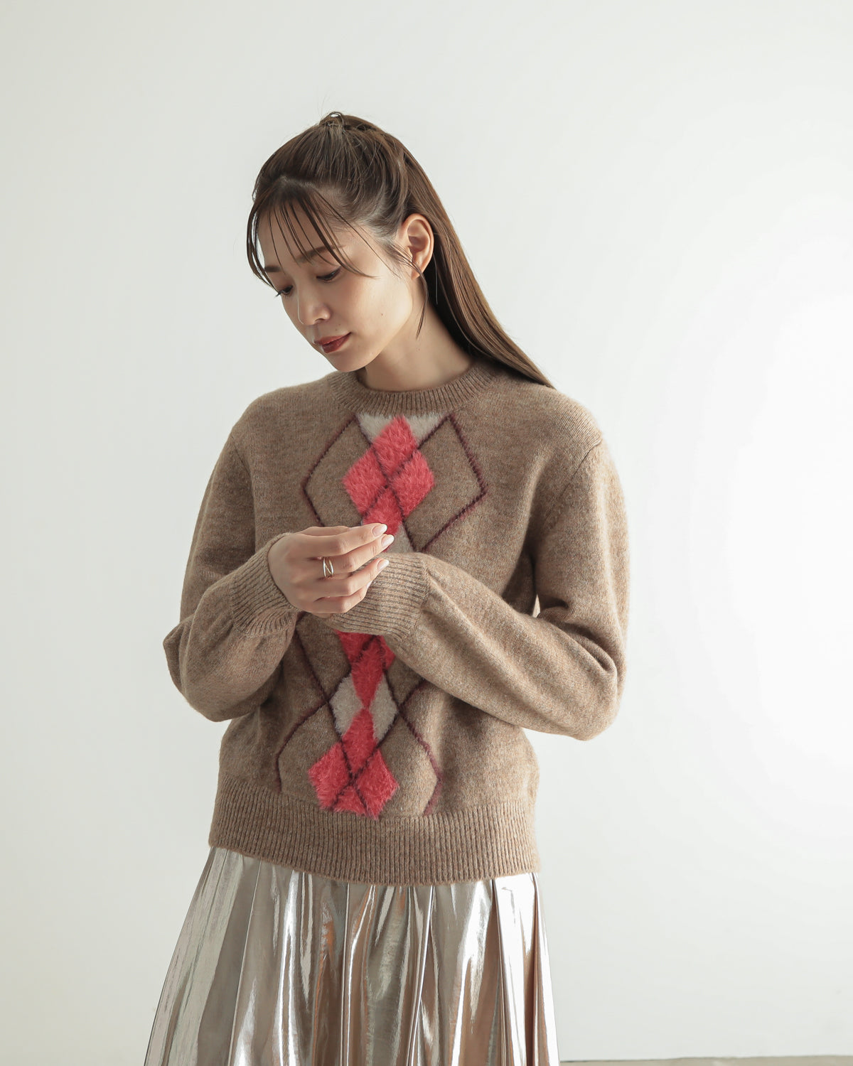 argyle jacquard pullover