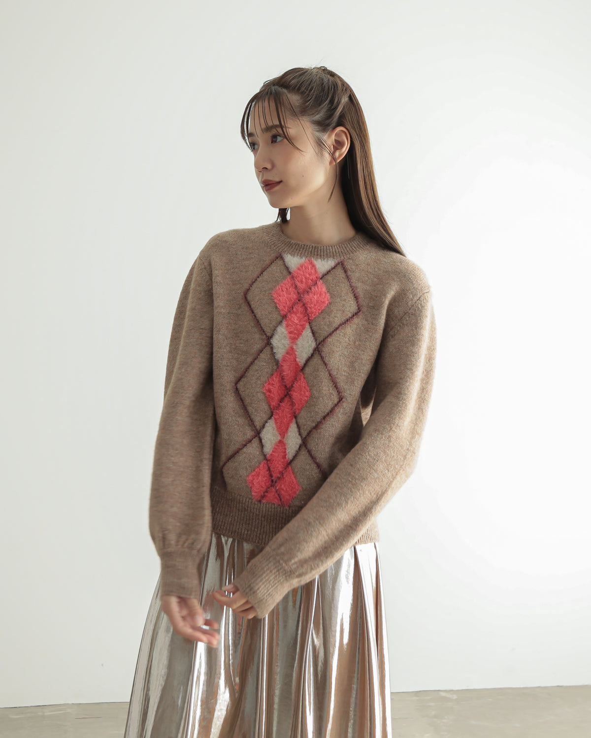 argyle jacquard pullover