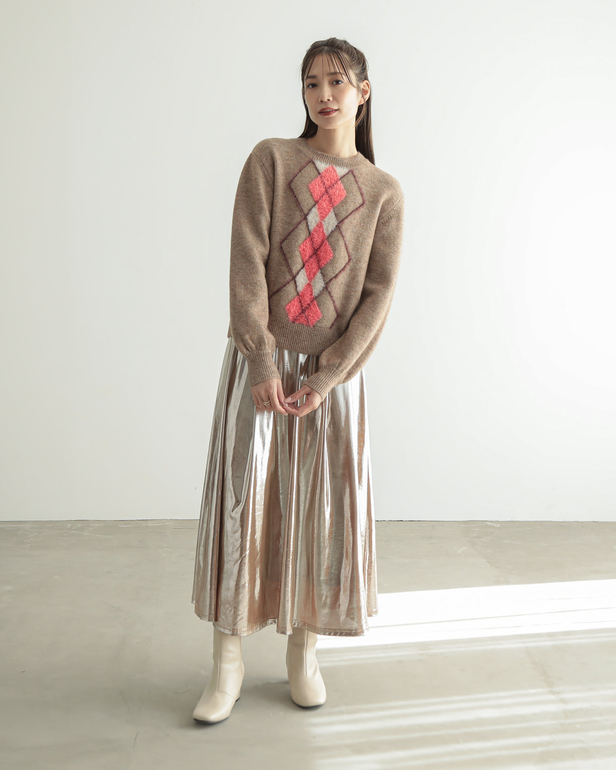 argyle jacquard pullover