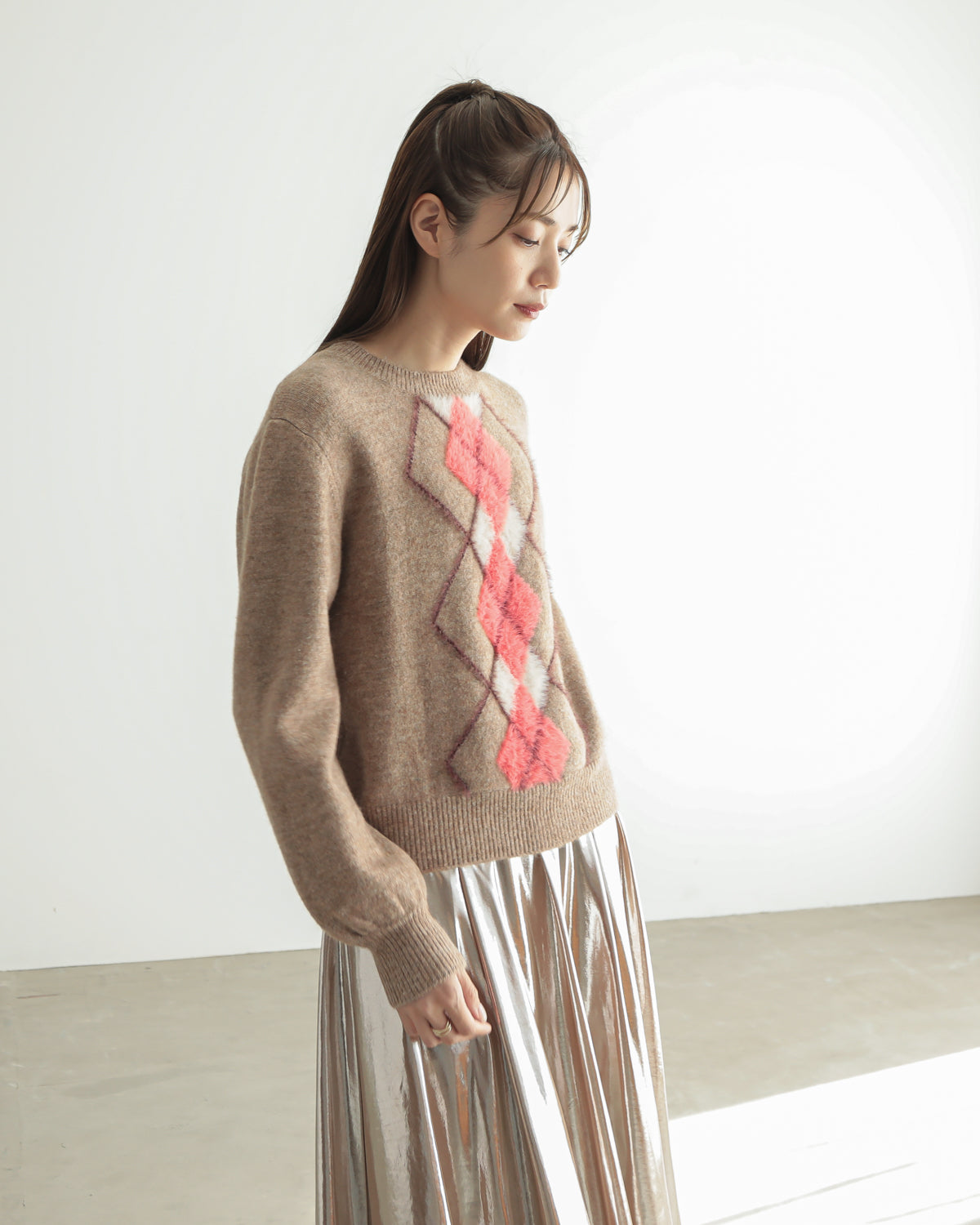 argyle jacquard pullover