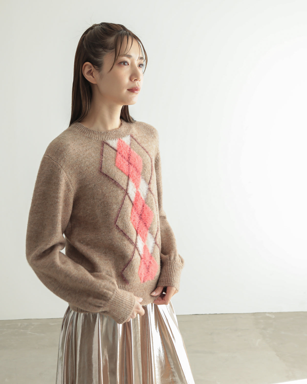 argyle jacquard pullover
