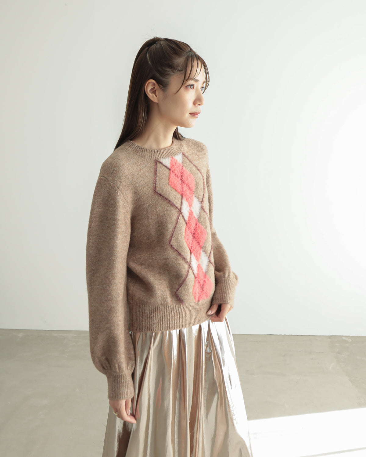 argyle jacquard pullover