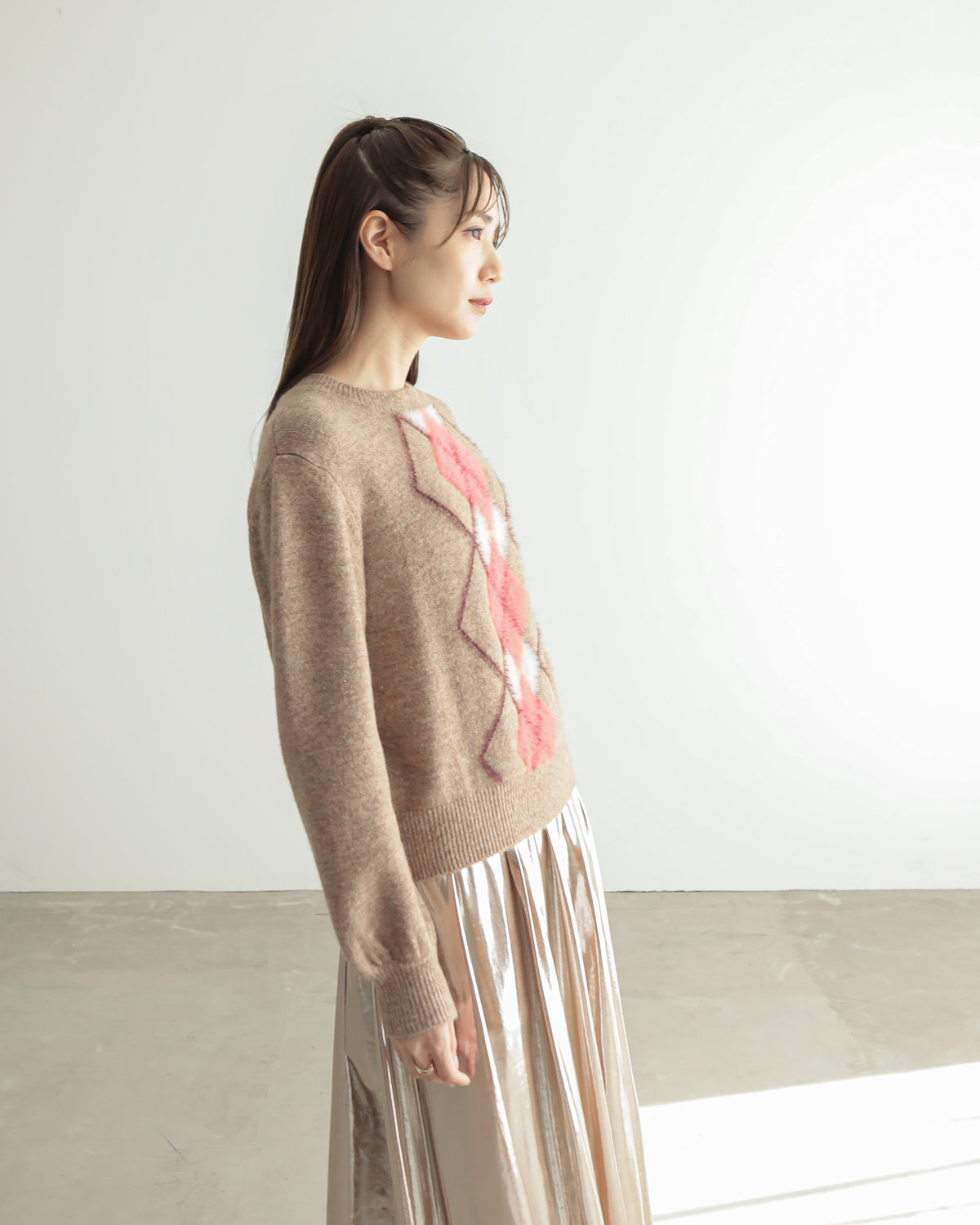 argyle jacquard pullover