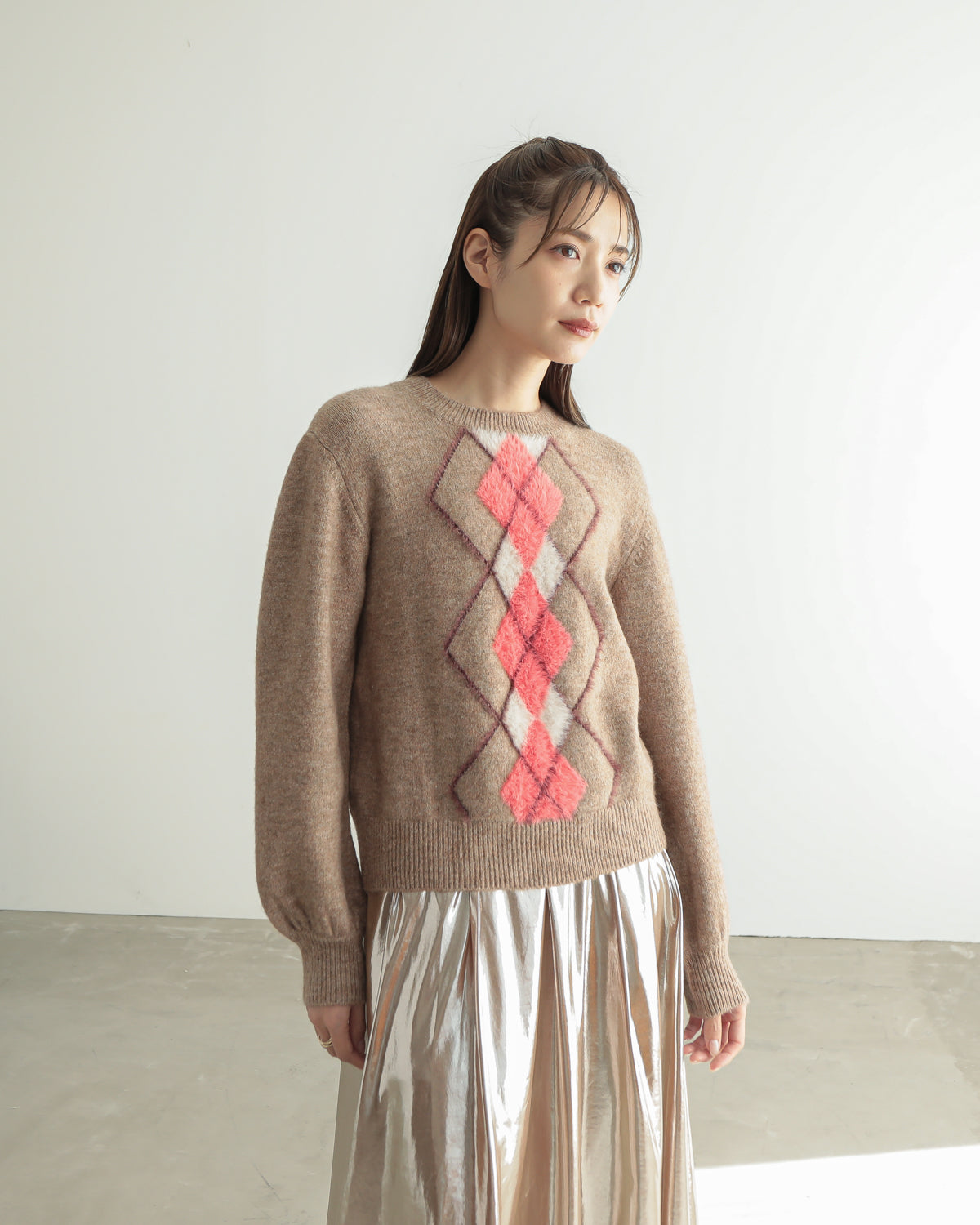 argyle jacquard pullover
