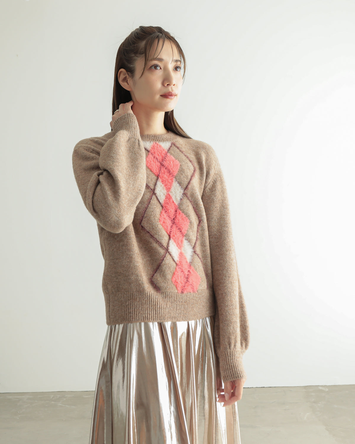 argyle jacquard pullover
