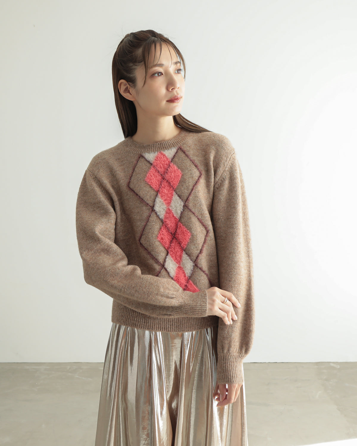 argyle jacquard pullover