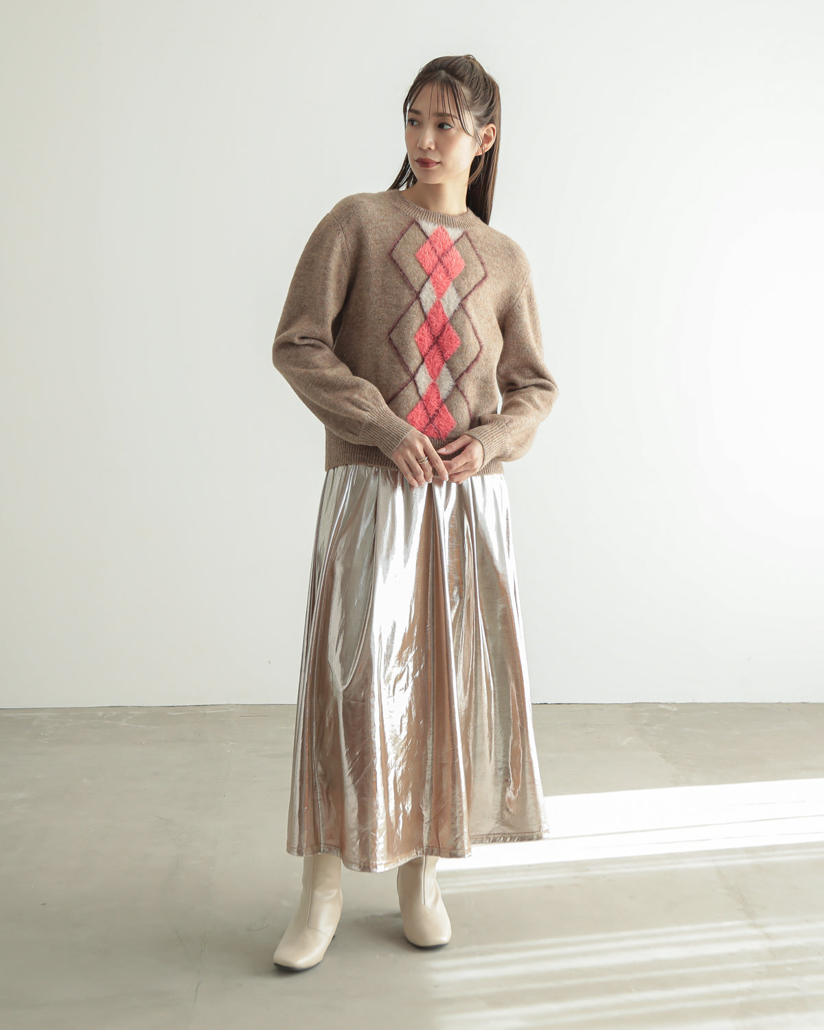 argyle jacquard pullover