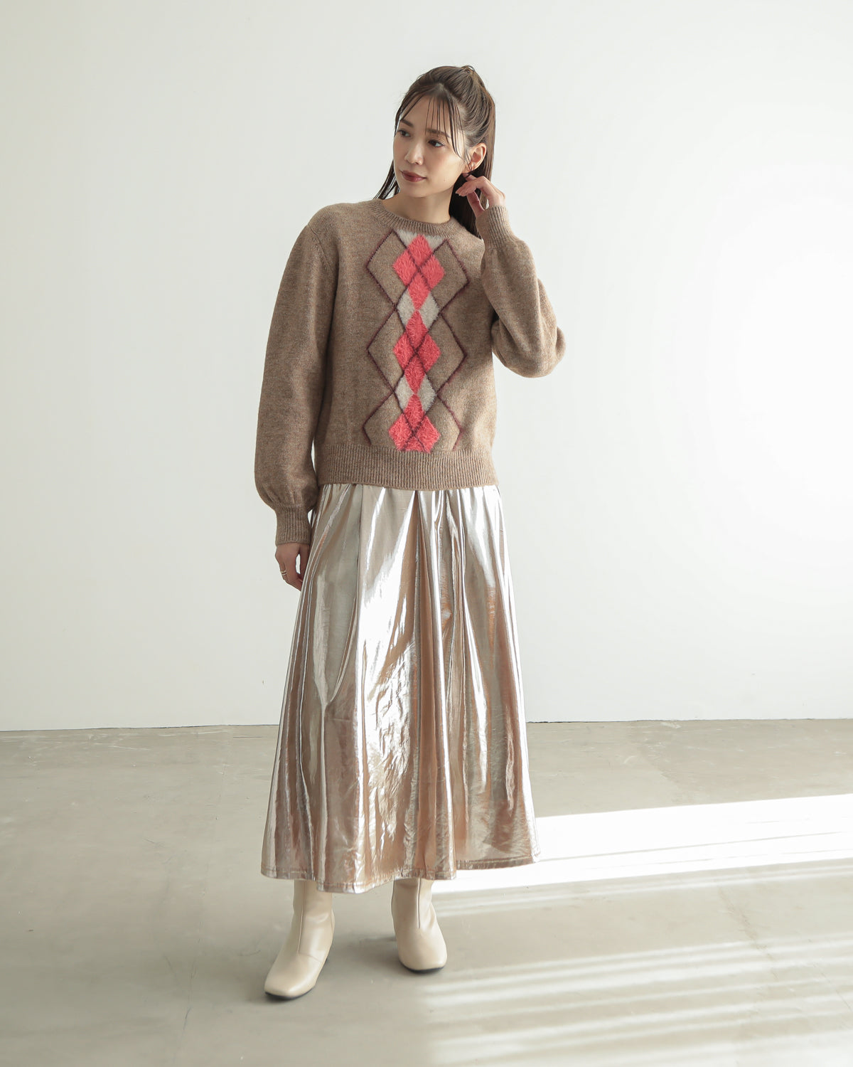 argyle jacquard pullover