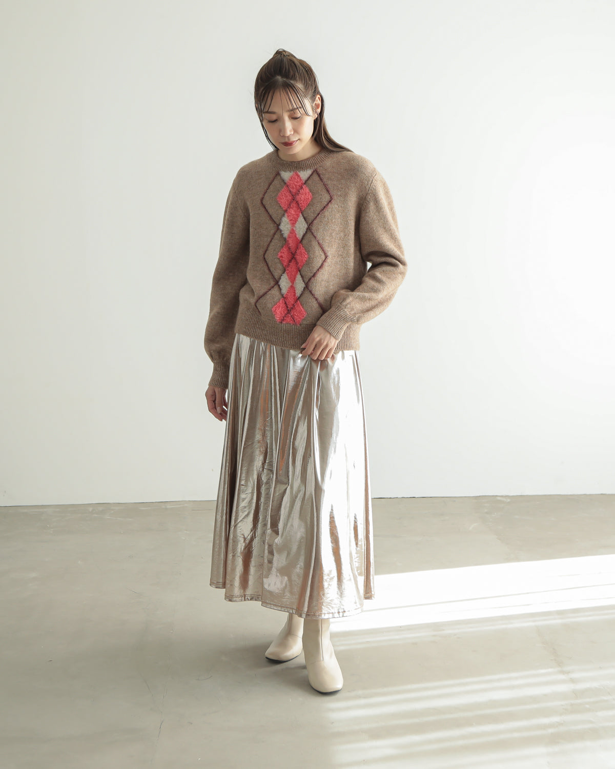argyle jacquard pullover