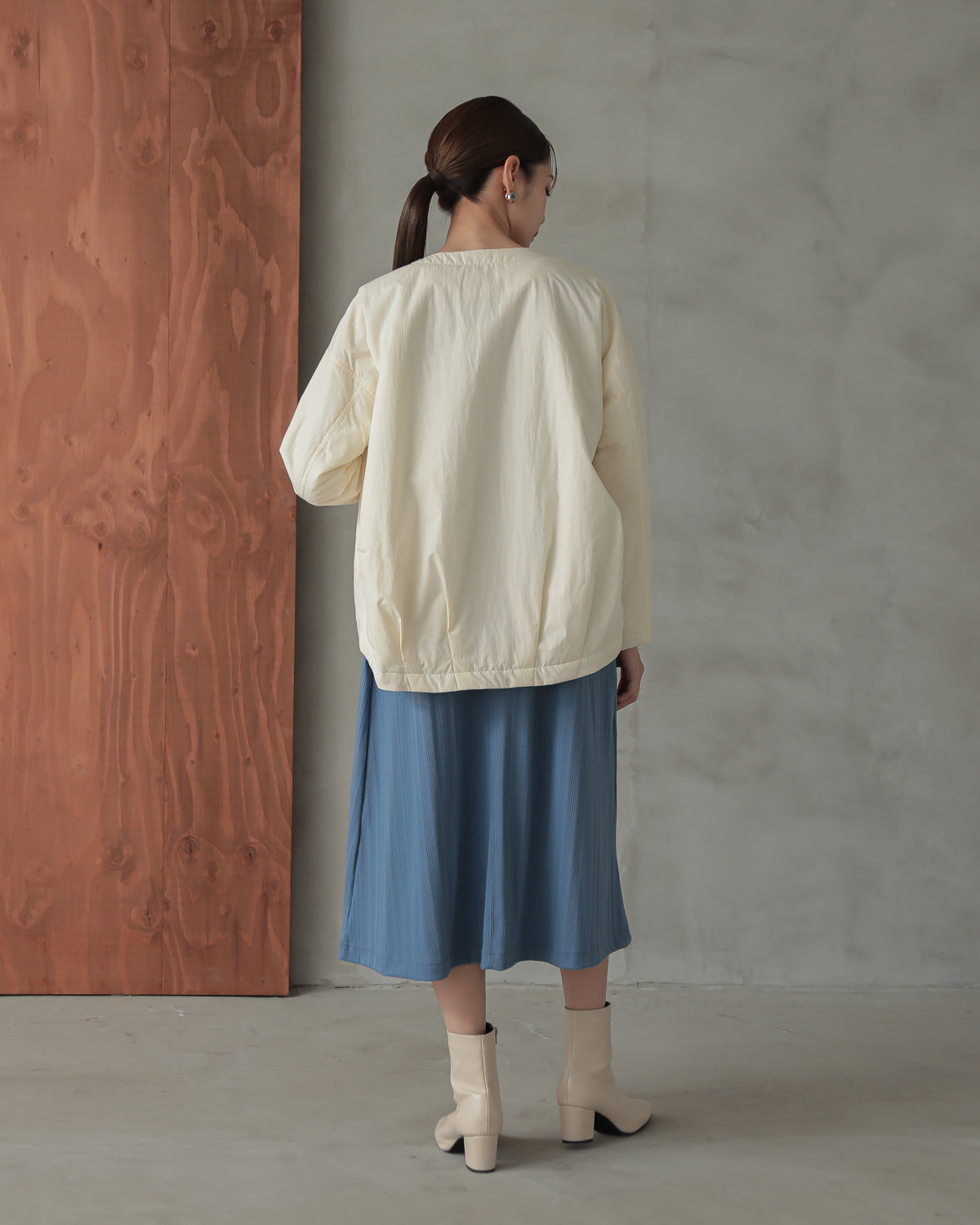collarless padded jacket
