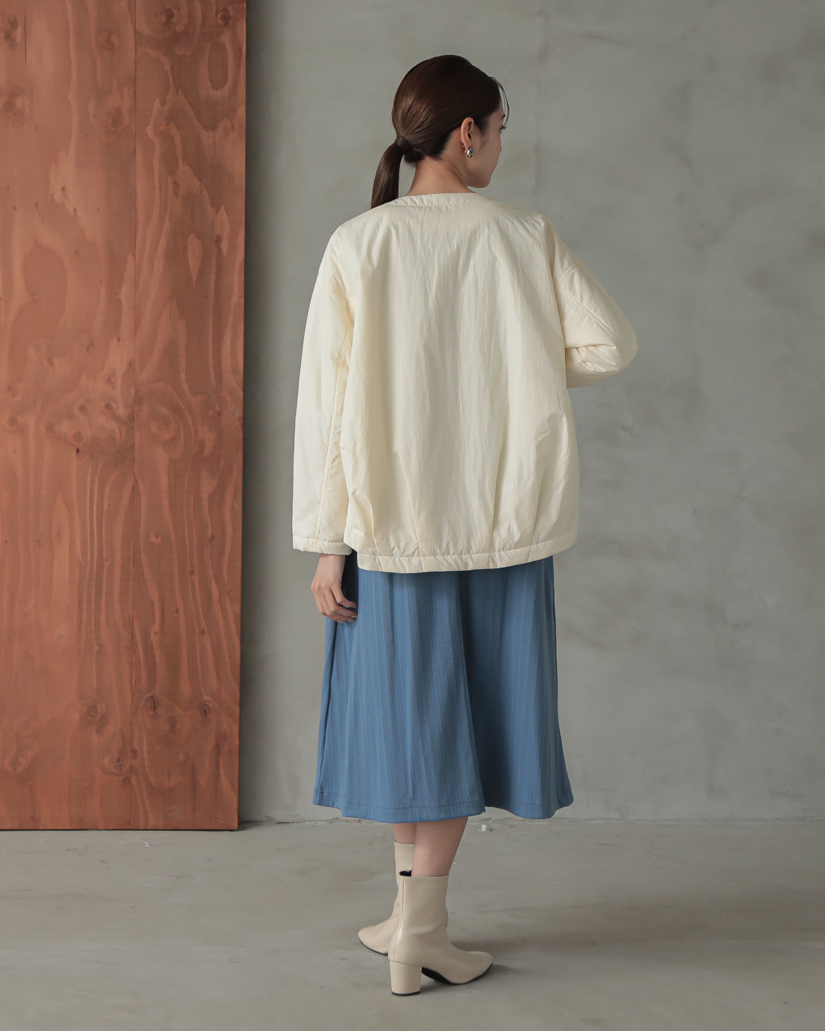 collarless padded jacket