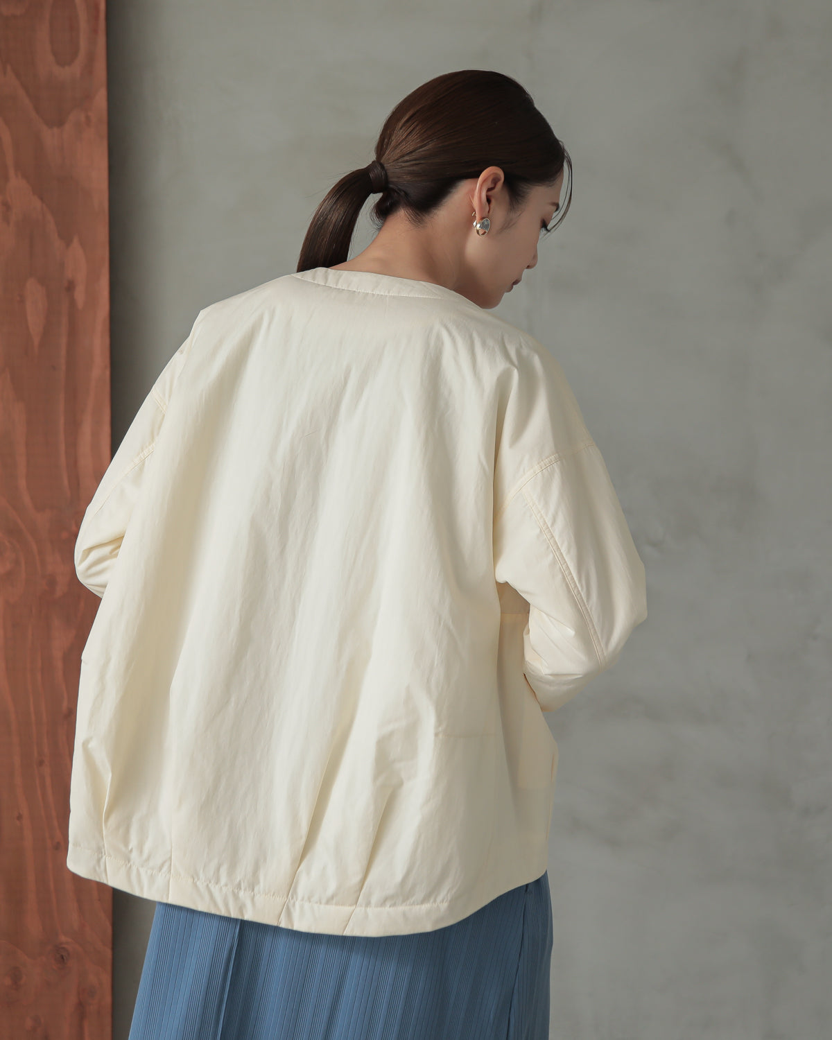 collarless padded jacket