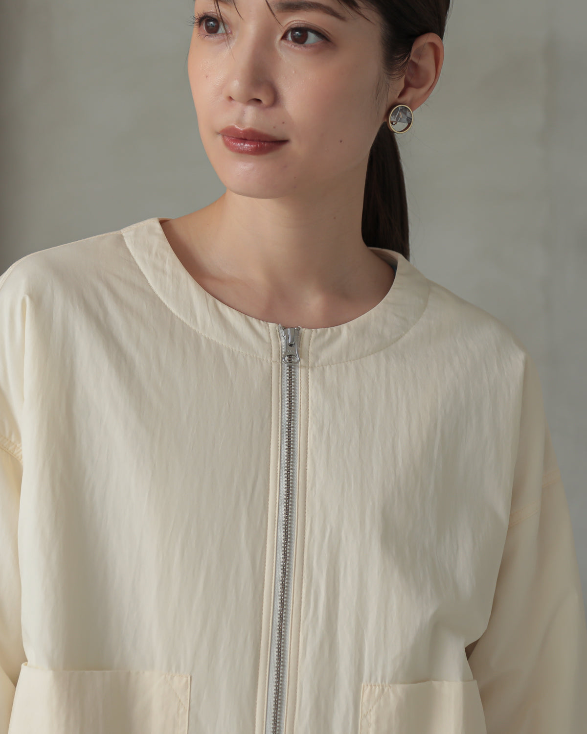 collarless padded jacket