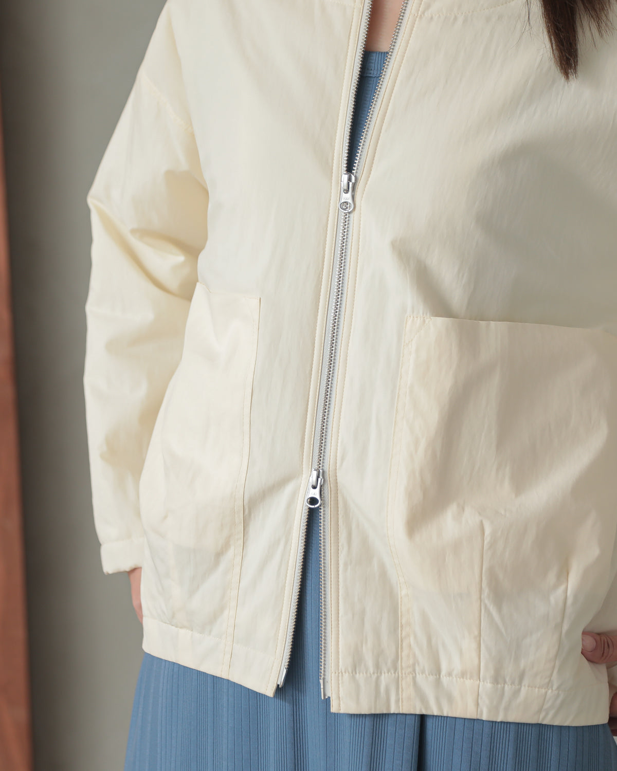 collarless padded jacket