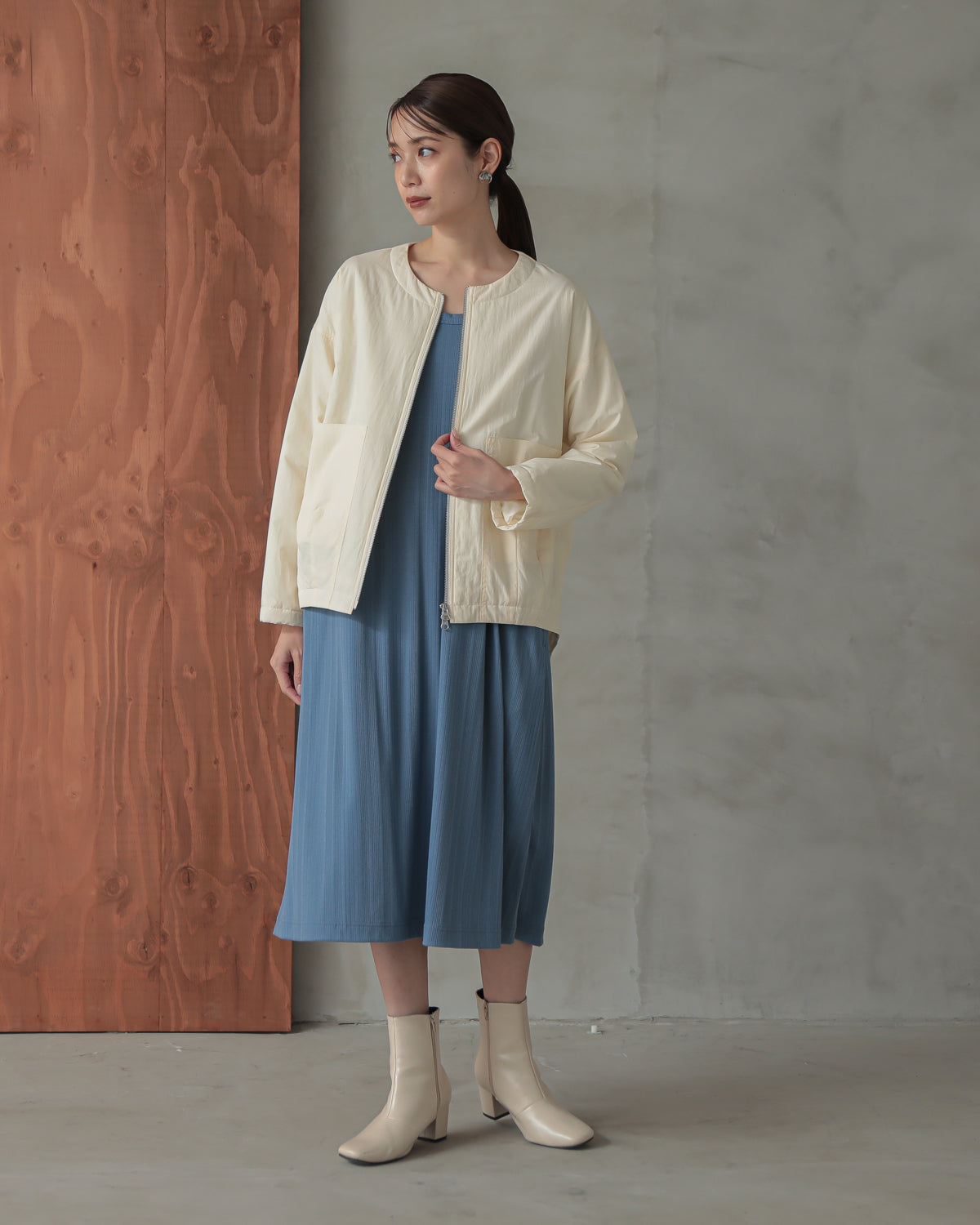 collarless padded jacket