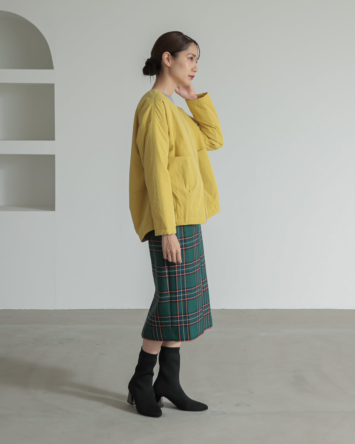 collarless padded jacket