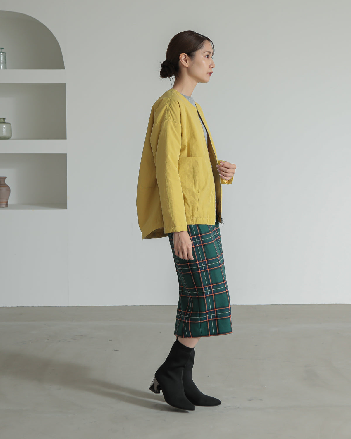 collarless padded jacket