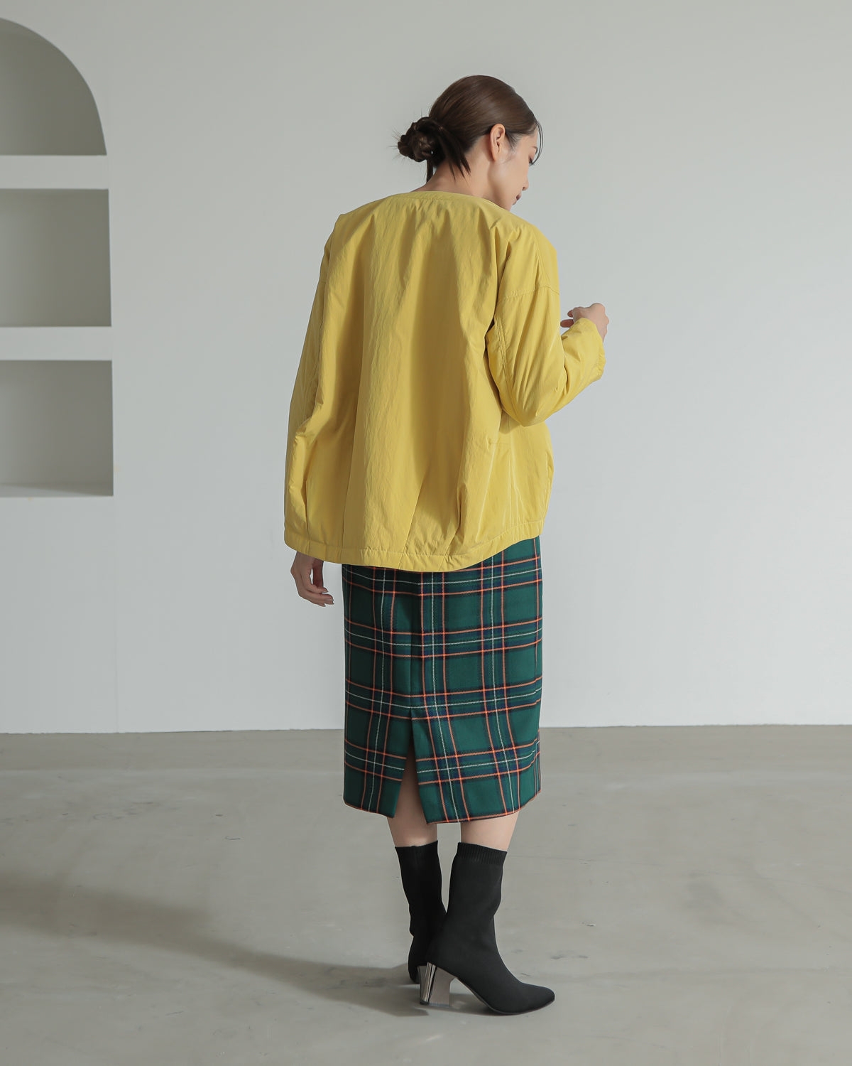 collarless padded jacket