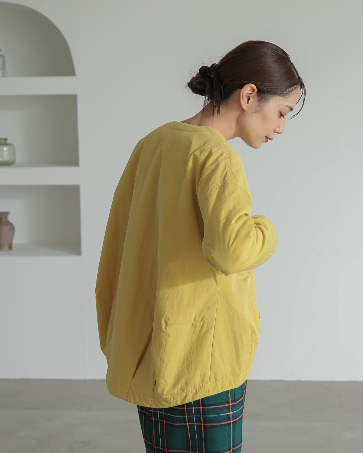 collarless padded jacket